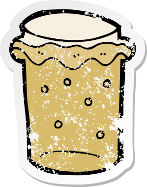 Bir insan tarafından çizilmiş bira karikatürünün gerilimli yapıştırması.