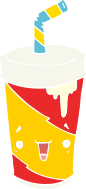 Bir insan tarafından çizilmiş düz renkli soda bardağı.