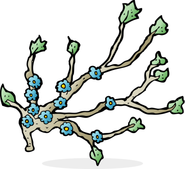 Bir insan tarafından çizilmiş karikatür çiçek dalı