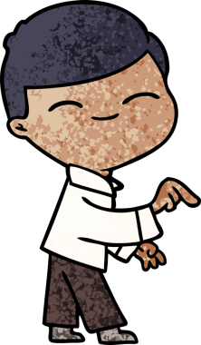 Bir insan tarafından çizilmiş gülümseyen çocuk.