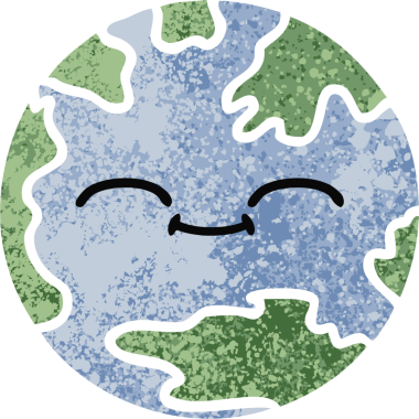 Bir insan tarafından çizilmiş bir gezegenin retro çizim tarzı karikatürü.