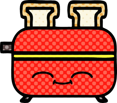 Bir insan tarafından çizilmiş bir ekmek kızartma makinesinin çizgi filmi.