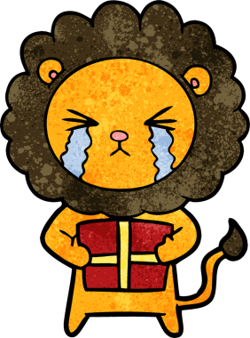 Bir insan tarafından çizilmiş, ağlayan bir aslan.