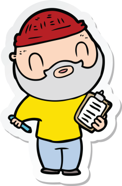 Bir insan tarafından çizilmiş sakallı bir adamın çıkartması.