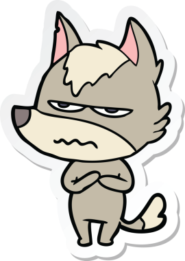 Bir insan tarafından çizilmiş kızgın bir kurdun çıkartması.