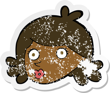 Bir insan tarafından çizilmiş, kederli bir karikatür çıkartması.