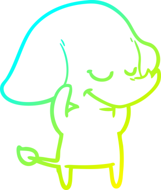 Bir insan tarafından çizilmiş gülümseyen bir filin soğuk gradyan çizimi