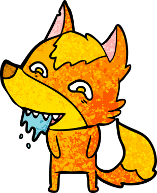 Bir insan tarafından çizilmiş tilki çizgi film karakteri