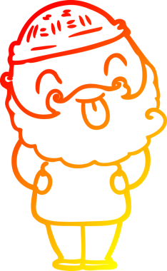 Sakallı bir adamın insan tarafından çizilmiş sıcak bir çizgi çizimi.