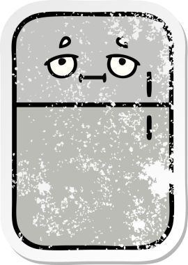 Bir insan tarafından çizilmiş şirin bir buzdolabının sıkıntılı çıkartması.