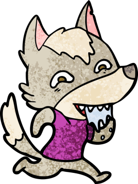 Bir insan tarafından çizilmiş aç kurt çizgi filmi.