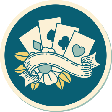 Geleneksel kart stili ve bir insan tarafından çizilmiş dövme çıkartması.