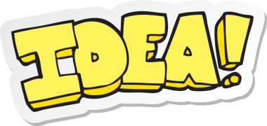 Bir insan tarafından çizilmiş bir çizgi film fikir sembolünün çıkartması.