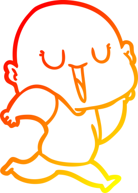 Bir insan tarafından çizilmiş mutlu, kel bir adamın sıcak çizgi çizimi.