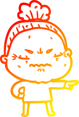 Bir insan tarafından çizilmiş, karikatür çizen yaşlı bir kadın.