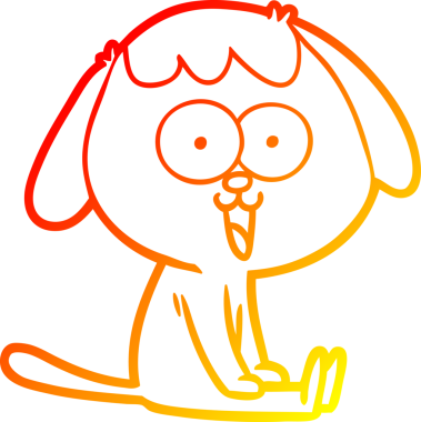 Bir insan tarafından çizilmiş sevimli bir köpeğin sıcak çizgi çizgisi.