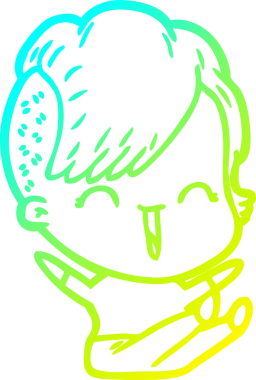 Bir insan tarafından çizilmiş, mutlu bir hipster kız çizgi filmi.