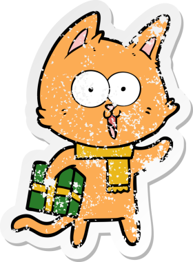 Bir insan tarafından çizilmiş komik bir çizgi film kedisinin sıkıntılı çıkartması.