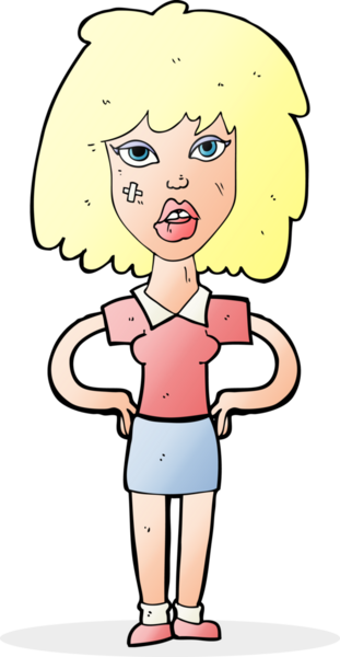 Bir insan tarafından çizilmiş sert kadın çizgi filmi.