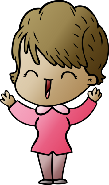 Bir insan tarafından çizilmiş gülen kadın çizgi filmi.