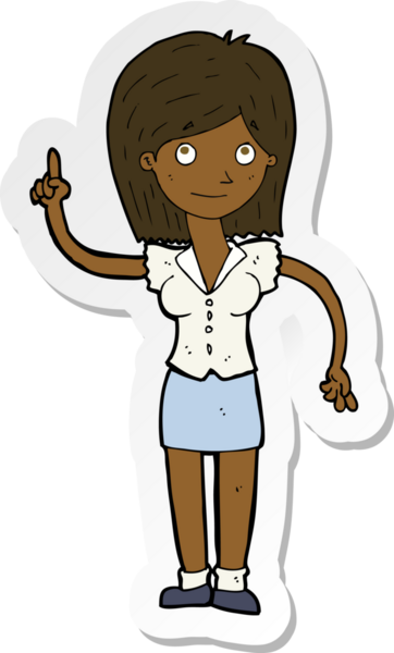 Bir insan tarafından çizilmiş fikri olan bir karikatür kadının çıkartması.