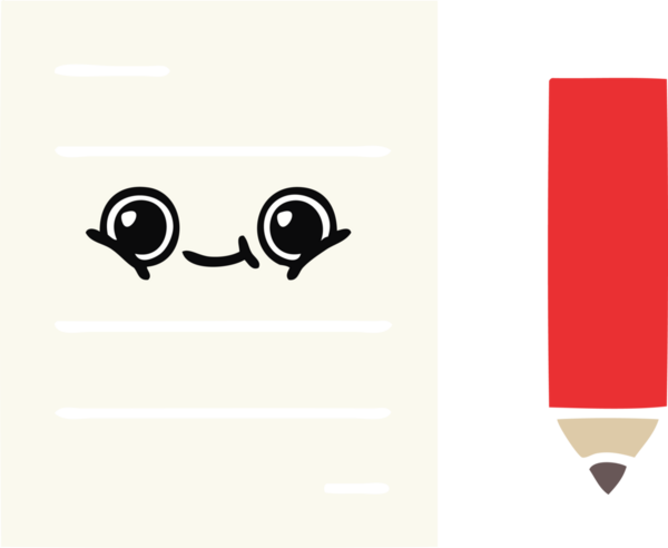 Bir insan tarafından çizilmiş bir test kağıdının düz renk retro karikatürü