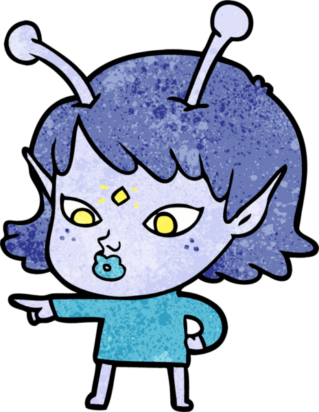 Bir insan tarafından çizilmiş güzel uzaylı kız.