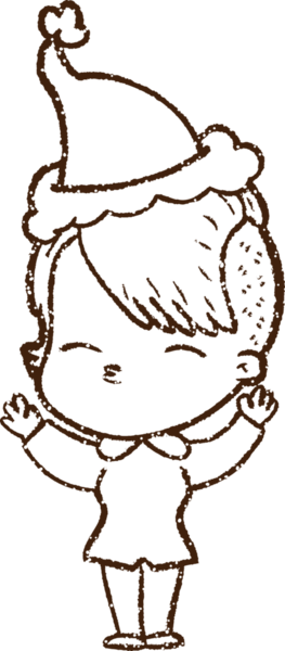 Bir insan tarafından çizilen neşeli kadın kömürü.