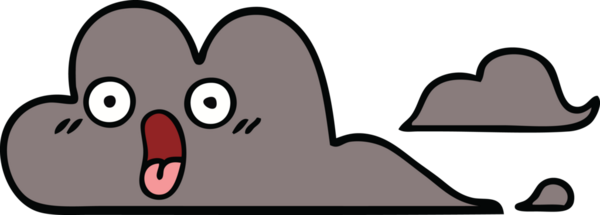 Bir insan tarafından çizilmiş fırtına bulutunun sevimli karikatürü.