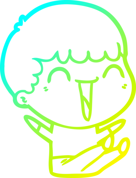 Bir çizgi film çizen soğuk gradyalı mutlu bir adam bir insan tarafından çizilmiş.