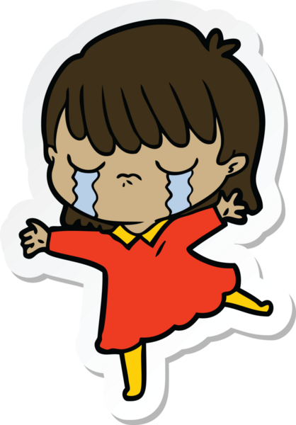 Bir insan tarafından çizilmiş, ağlayan bir karikatür kadının çıkartması.