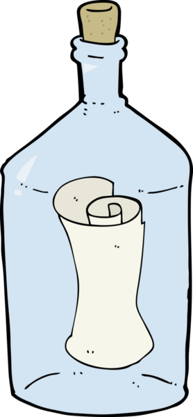 Şişede bir insan tarafından çizilmiş karikatür mektubu.