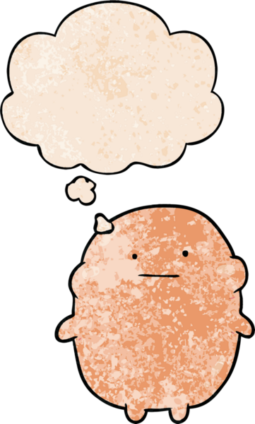 Bir insan tarafından çizilmiş grunge desenli düşünce baloncuğu olan insan çizgi filmi.