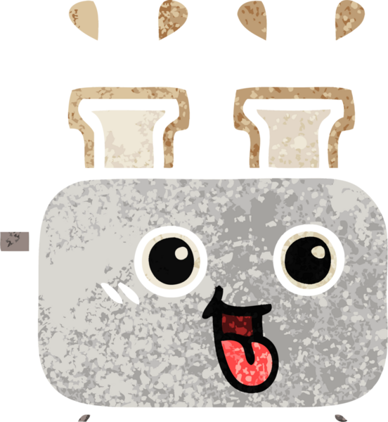 Bir insan tarafından çizilmiş bir tost makinesinin retro çizim stili karikatürü