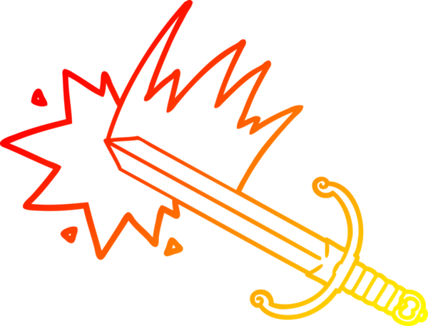 Bir insan tarafından çizilmiş sallanan bir kılıcın sıcak eğimli çizgisi.