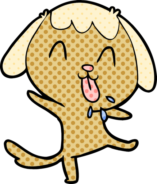 Bir insan tarafından çizilmiş şirin bir çizgi film köpeği.