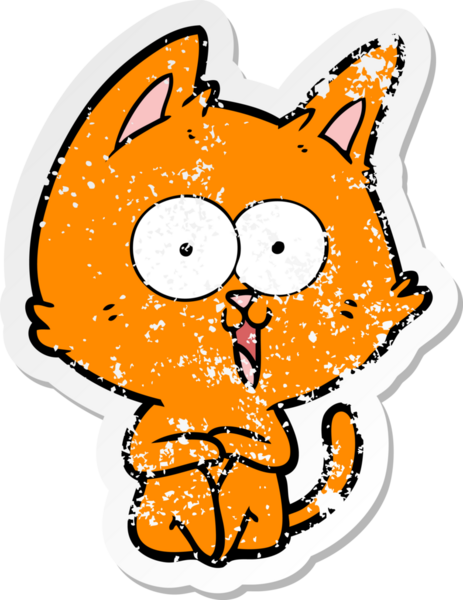 Bir insan tarafından çizilmiş komik bir çizgi film kedisinin sıkıntılı çıkartması.