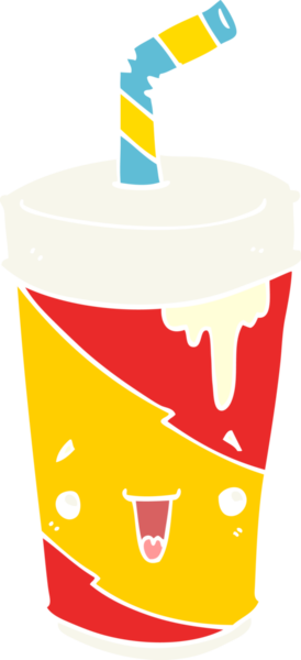 Bir insan tarafından çizilmiş düz renkli soda bardağı.