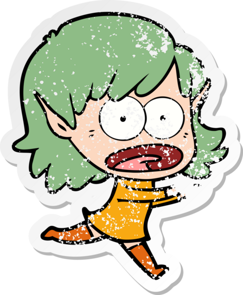 Bir karikatürün sıkıntılı çıkartması bir insan tarafından çizilmiş elf kızı şok etti.