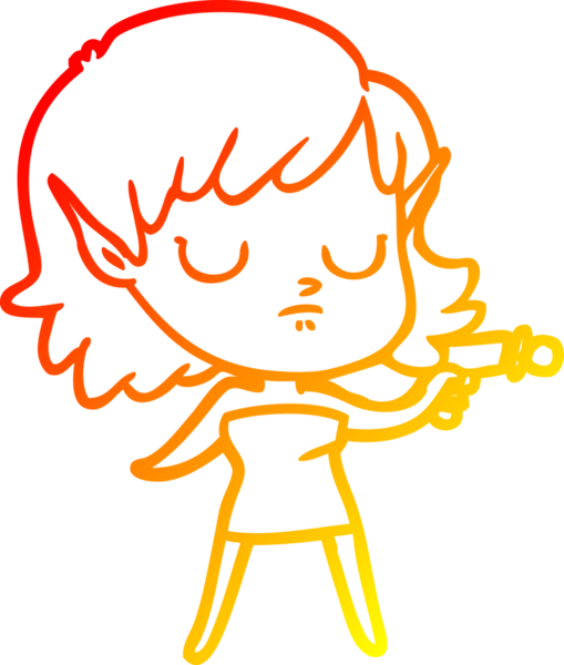 Bir insan tarafından çizilmiş çizgi film karakteri bir elf kızı çizimi