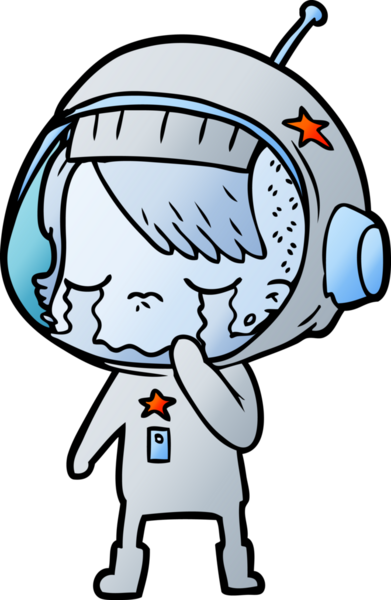 Bir insan tarafından çizilmiş ağlayan astronot kız.