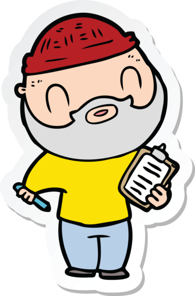 Bir insan tarafından çizilmiş sakallı bir adamın çıkartması.