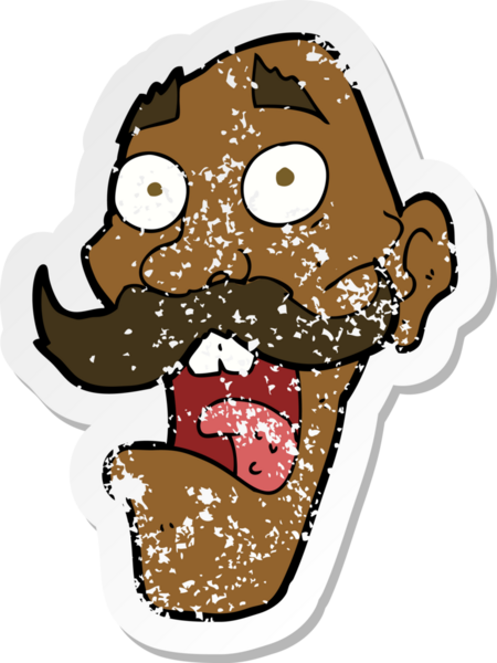 Bir insan tarafından çizilmiş, korkmuş yaşlı bir adamın karikatür yapıştırması.