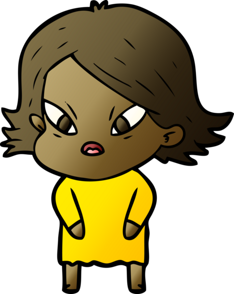 Çizgi film bir insan tarafından çizilmiş stresli kadın.