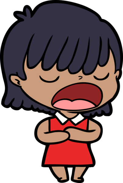 Çizgi filmdeki kadın bir insan tarafından yüksek sesle çizilmiş.