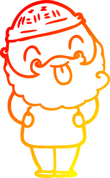 Sakallı bir adamın insan tarafından çizilmiş sıcak bir çizgi çizimi.