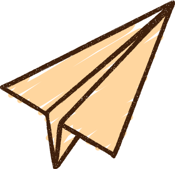 Bir insan tarafından çizilmiş kağıt uçak tebeşiri.