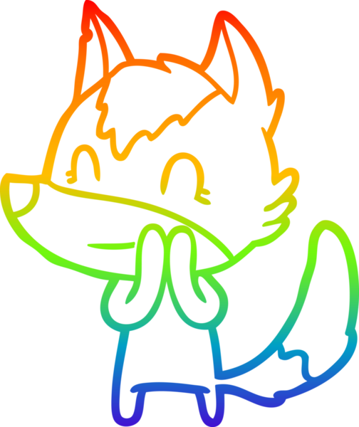 Gökkuşağı gradyan çizgisi. Bir insan tarafından çizilmiş dost bir kurt çizgi filmi.