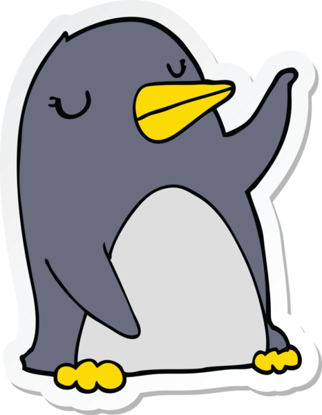 Bir insan tarafından çizilmiş karikatür pengueni çıkartması.