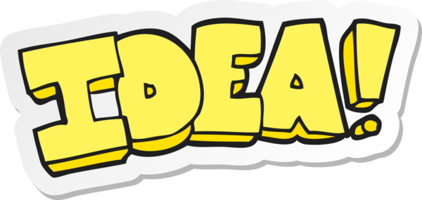 Bir insan tarafından çizilmiş bir çizgi film fikir sembolünün çıkartması.